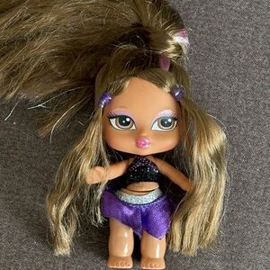 Stylish Doll with Purple Skirt and Black Top